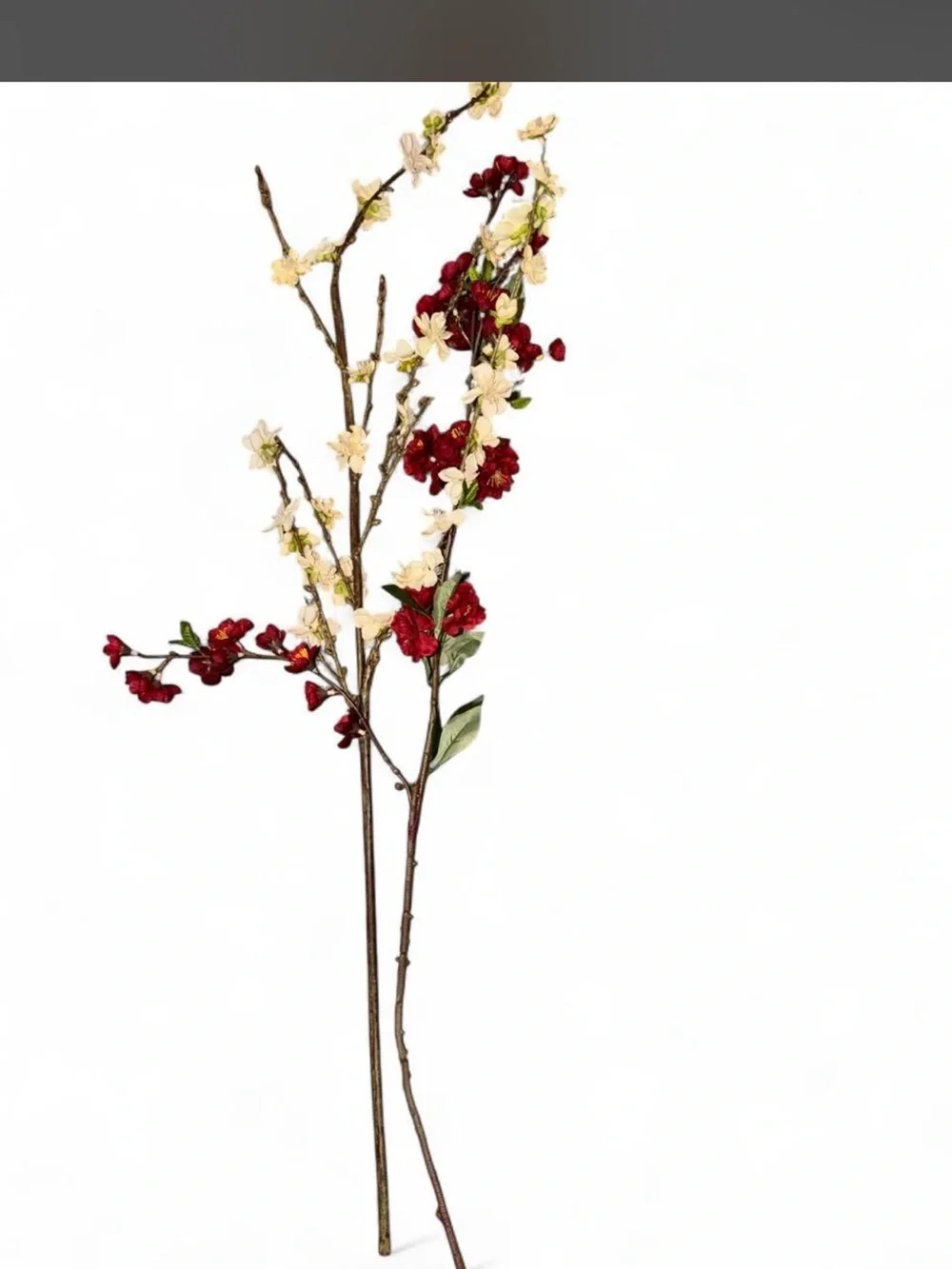 Artificial Cherry Blossom Spray Set in Cream and Deep Red - Home Accents